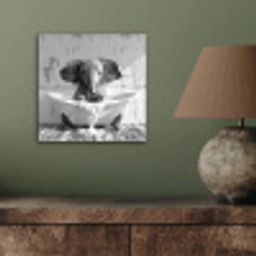 Olifant - Vintage - Dieren - Zwart - Wit aluminium wit klein -sfeer2