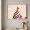 Vrouw - Zon - Kleurrijk Textielframe zwart klein -sfeer2