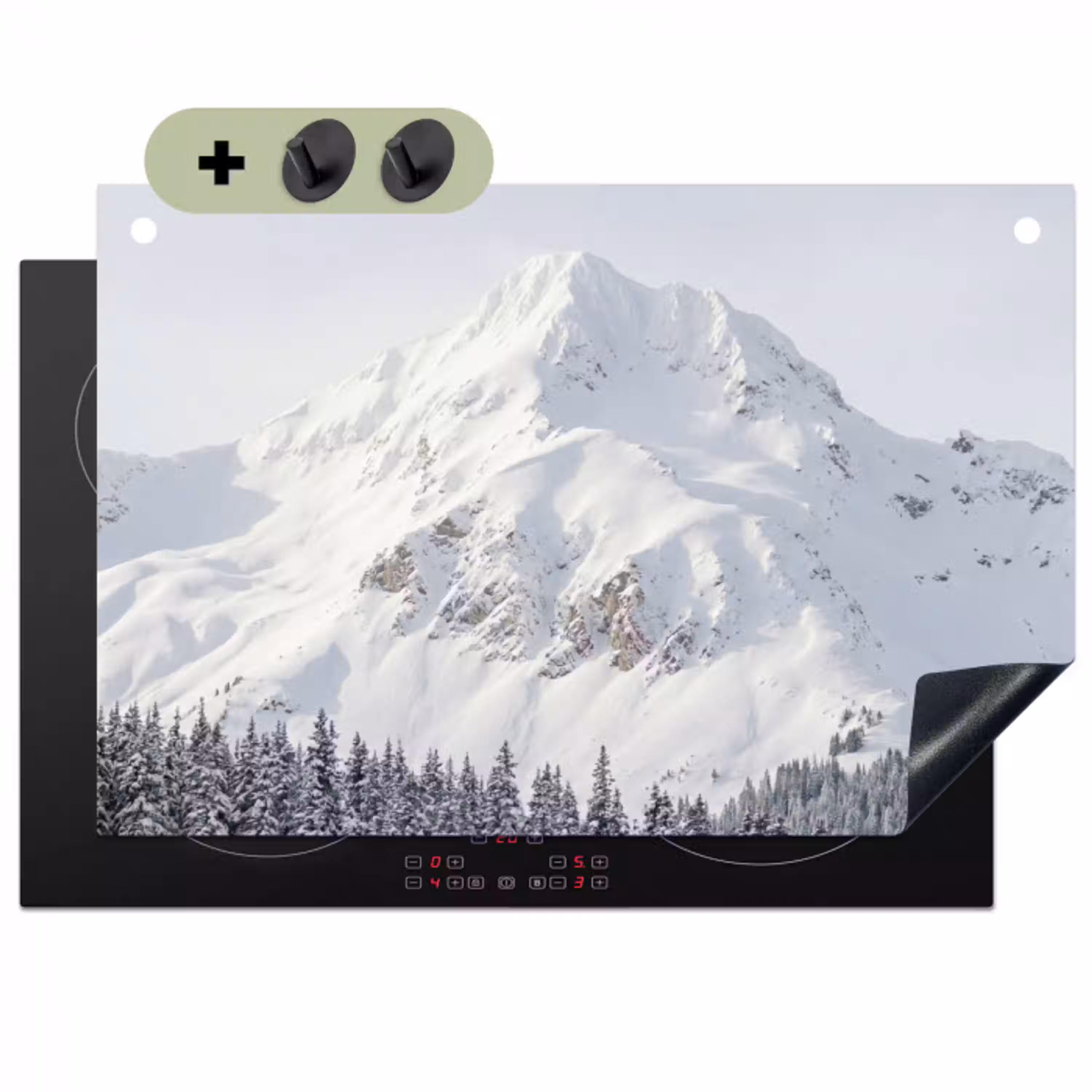 Berg - Sneeuw - Winter - Natuur - Wit Inductie beschemer met haakjes klein -3d