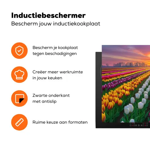 Tulpenveld - Zonsondergang - Kleurrijk Inductie beschermer vinyl 3mm klein -zzzzzzz-td-ups