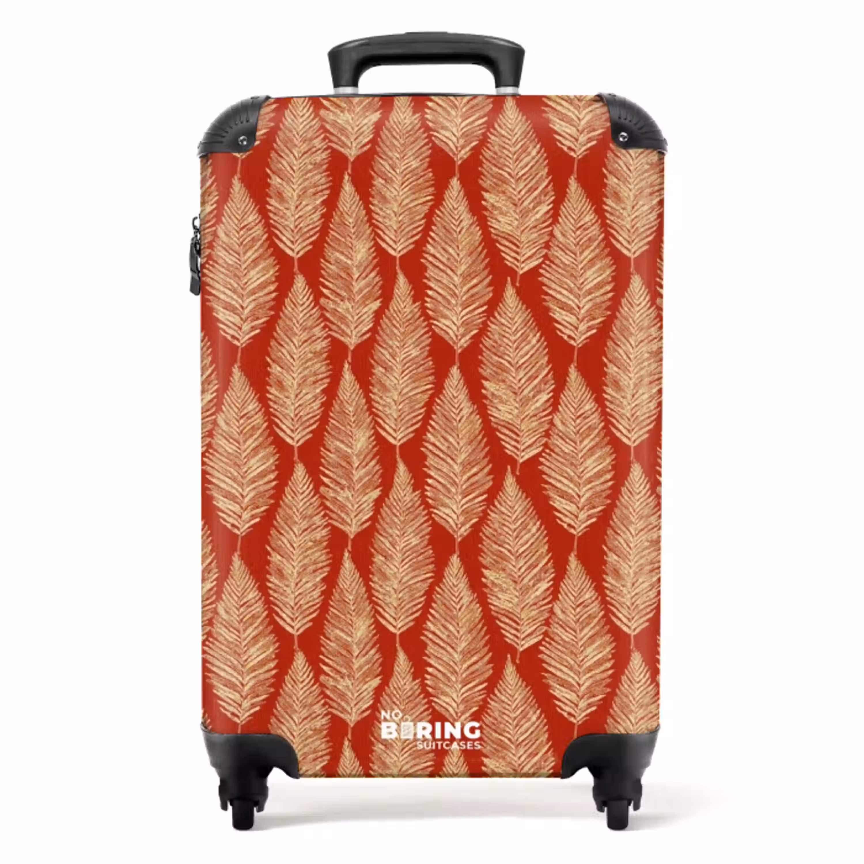 Rood - Botanisch - Varen - Patroon NBS - Handbagage koffer - Volwassenen Unisex middel -productfoto_recht