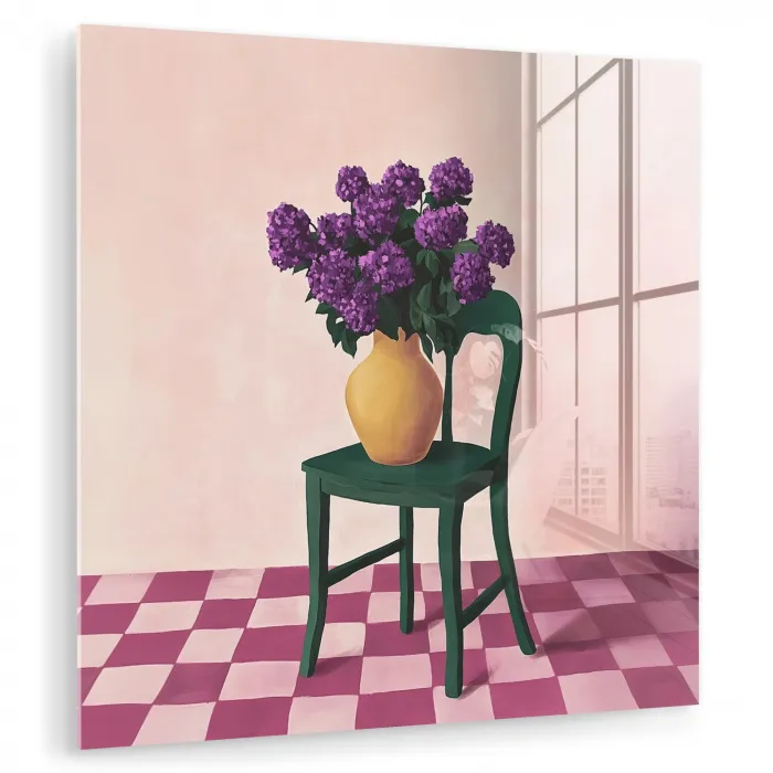 Stoel - Vaas - Bloemen - Geblokt plexiglas 5mm klein -zzzproduct_nieuw