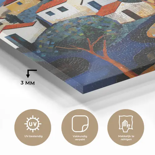 Dorp - Heuvelachtig - Zon - Mozaïek plexiglas 5mm klein -sfeer2