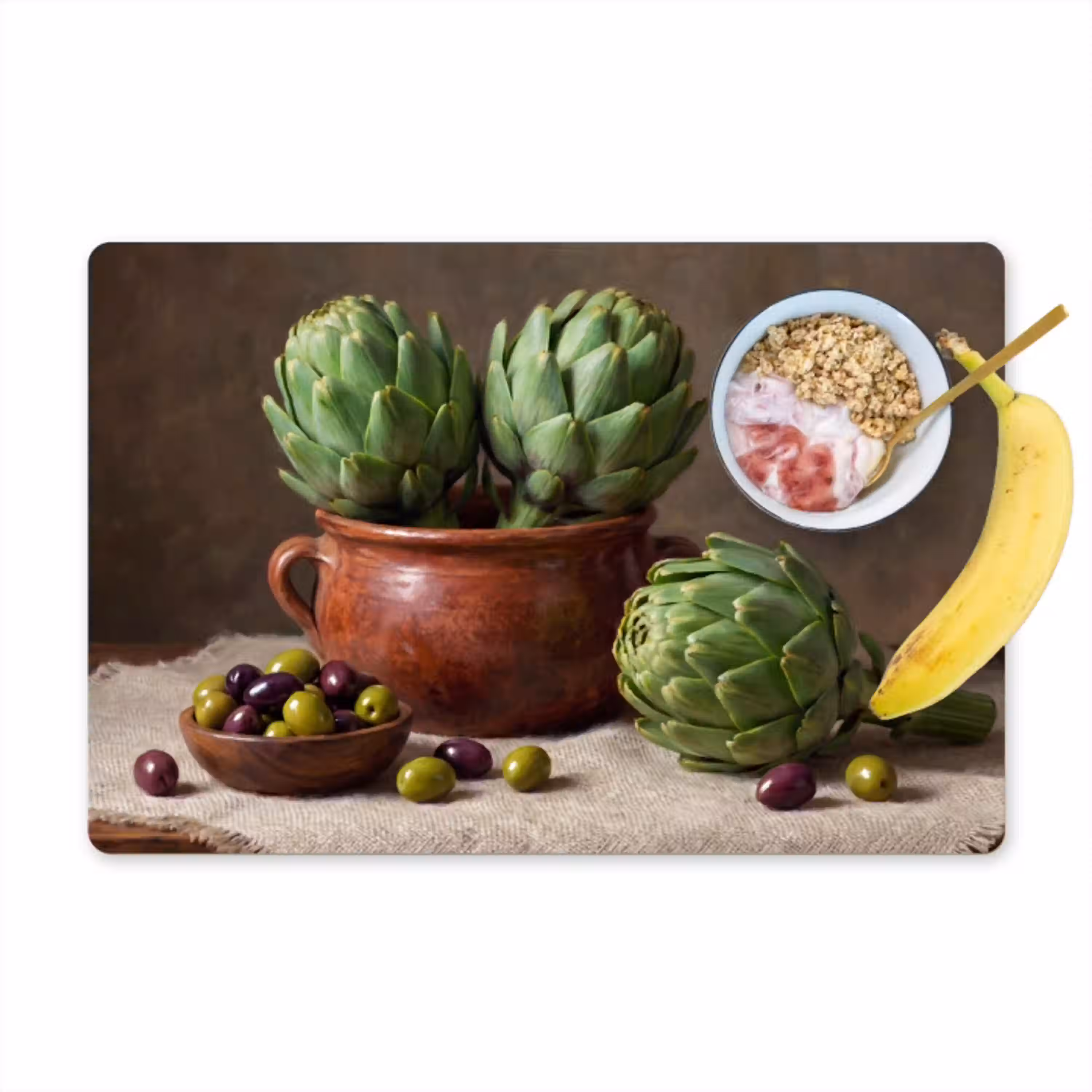 Artisjokken - Olijven - Eten Placemat vinyl groot -zzzproduct_Kitchenyeah-website