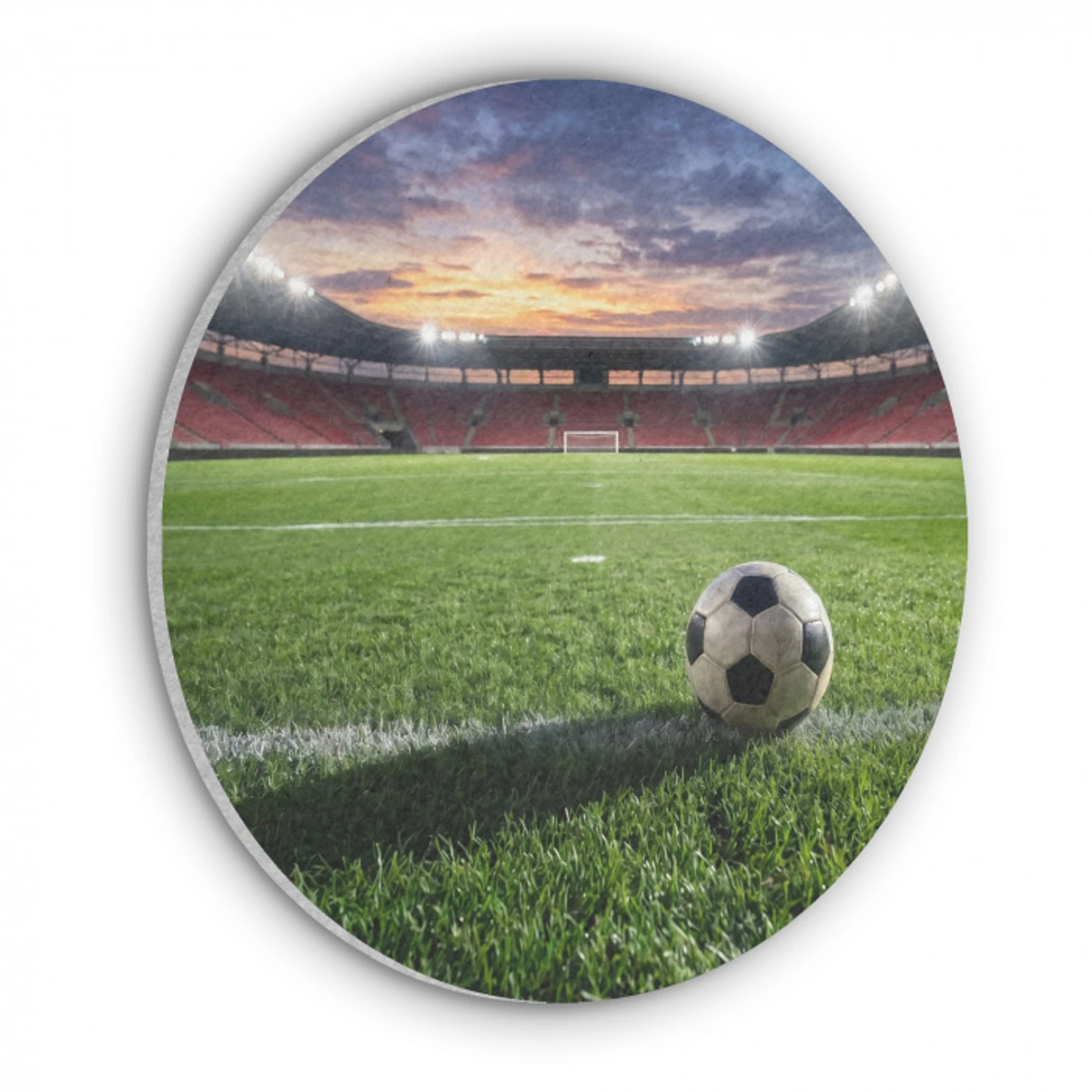 Voetbal - Stadion - Sport - Groen Akoestische PET Vilt - Rond klein -3d