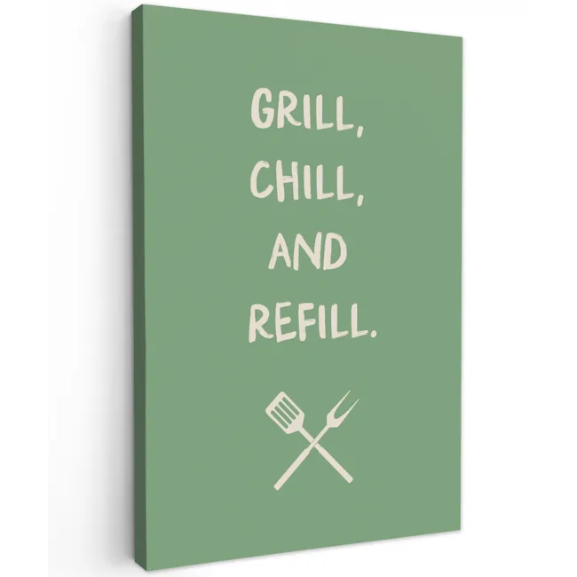 Grill - Groen - Zomer - Quote Tuinposter op houten frame 2 cm dik klein -3d