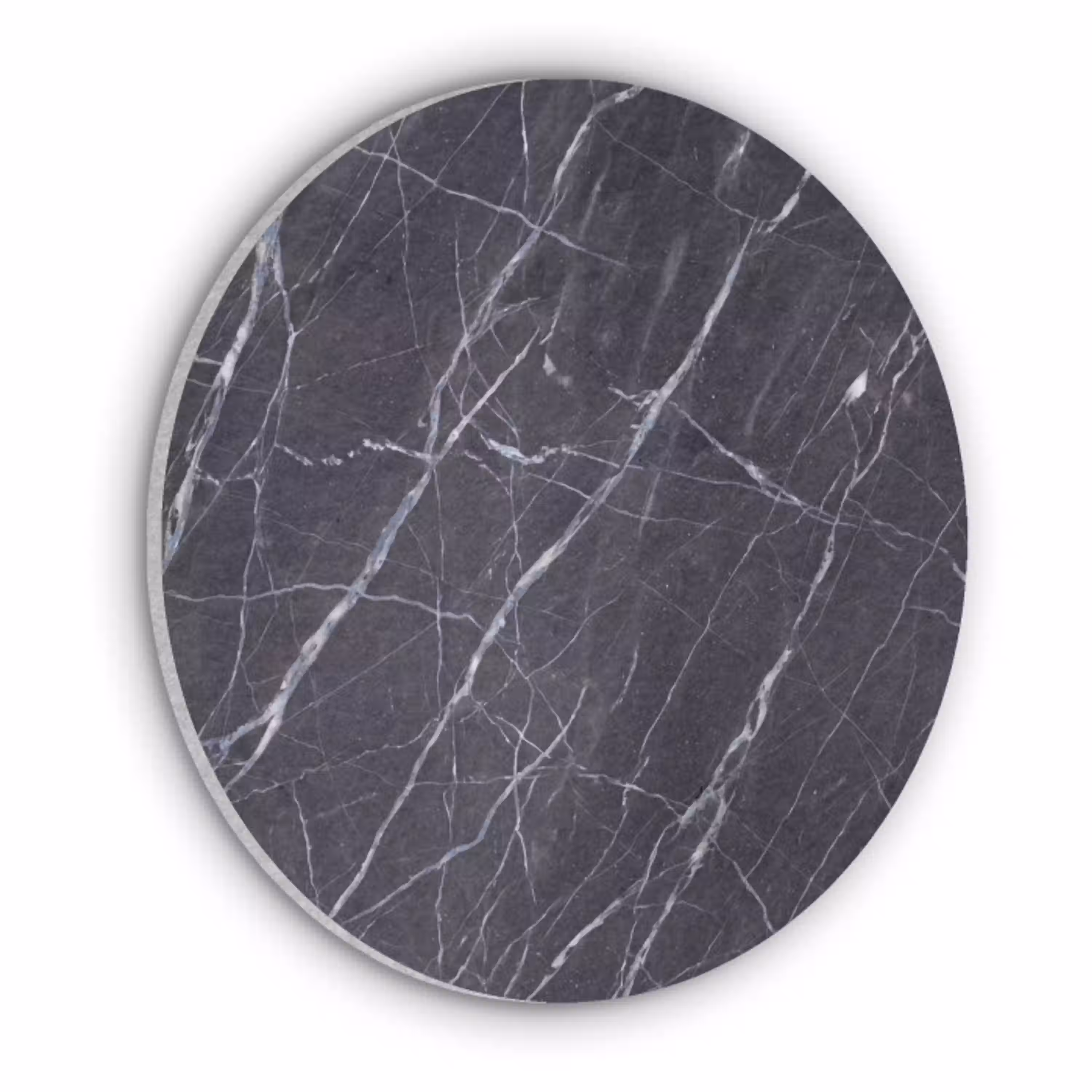 Marmer - Patroon - Modern - Zwart - Wit Akoestische PET Vilt - Rond klein -3d
