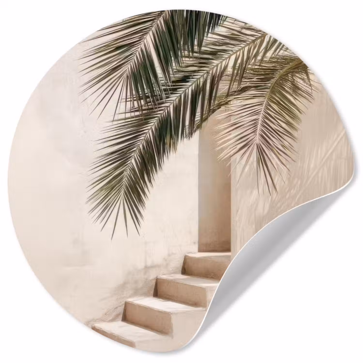 Behangcirkel - Palmboom - Schaduw - Trap - Beige