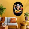 Aap - Graffiti - Kleurrijk - Bananen - Modern Wandcirkel Ovaal Glas middel -sfeer4