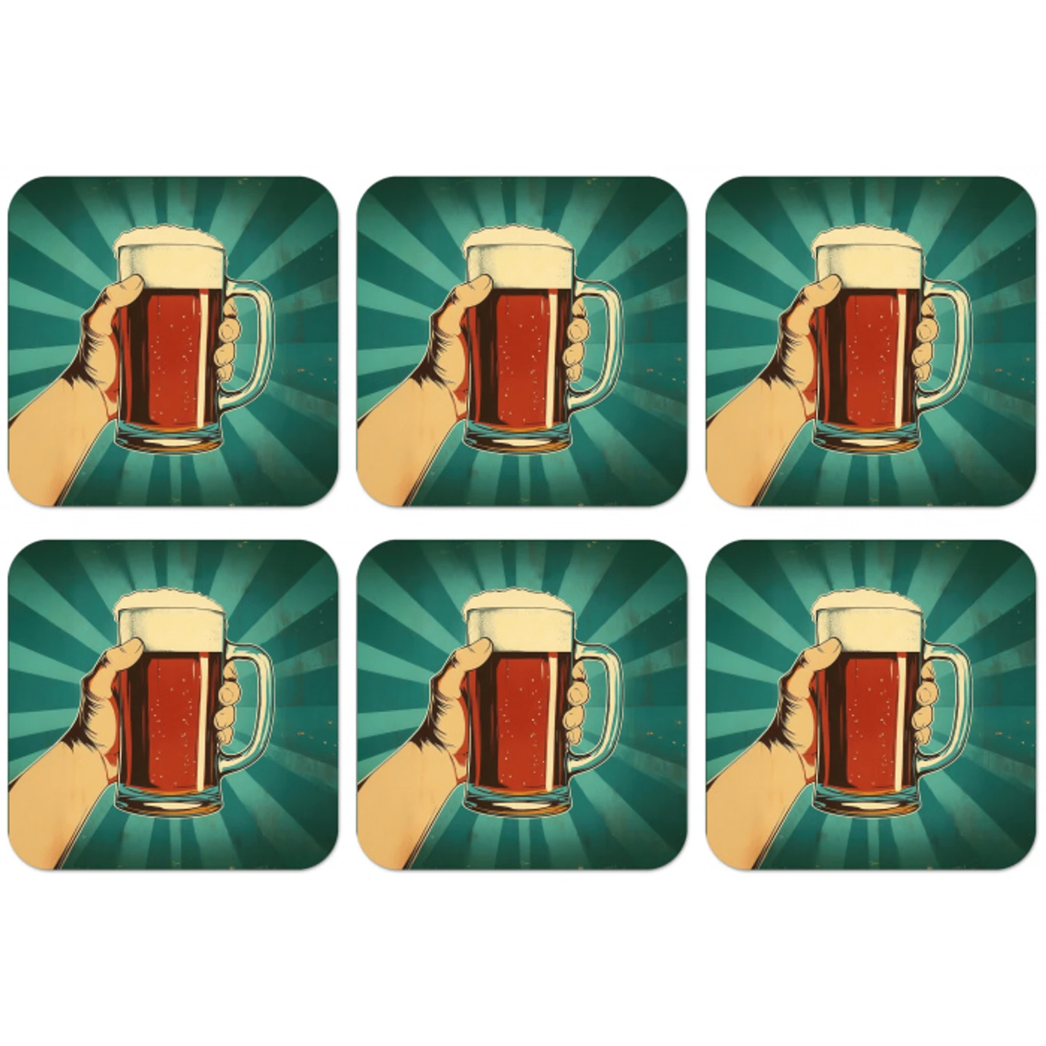 Bierglas - Schuim - Retro - Groen onderzetter kurk middel -zkaufland3dotto