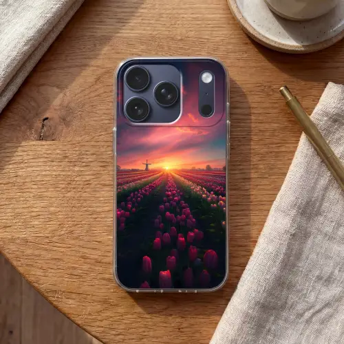 Windmolen - Zonsondergang - Landschap Telefoonhoesje iPhone 17 Pro klein -sfeer1