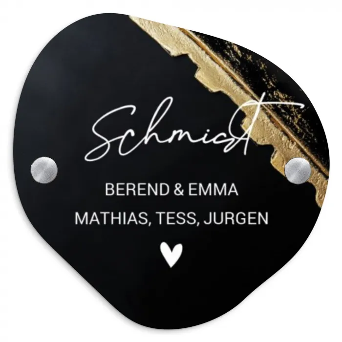 Gouden hoek - Sierlijk Naambord Organisch middel -3d