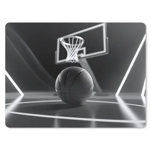 Basketbal - Basketbalveld - Lichtlijnen muismat rubber klein -3d