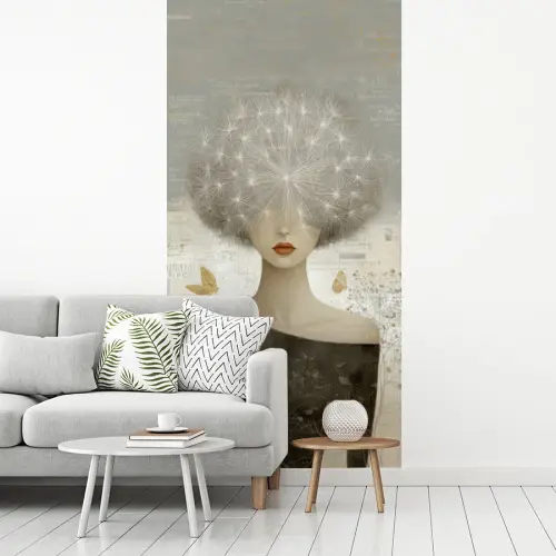 Pluis - Vrouw - Beige fotobehang vinyl groot -woonkamer