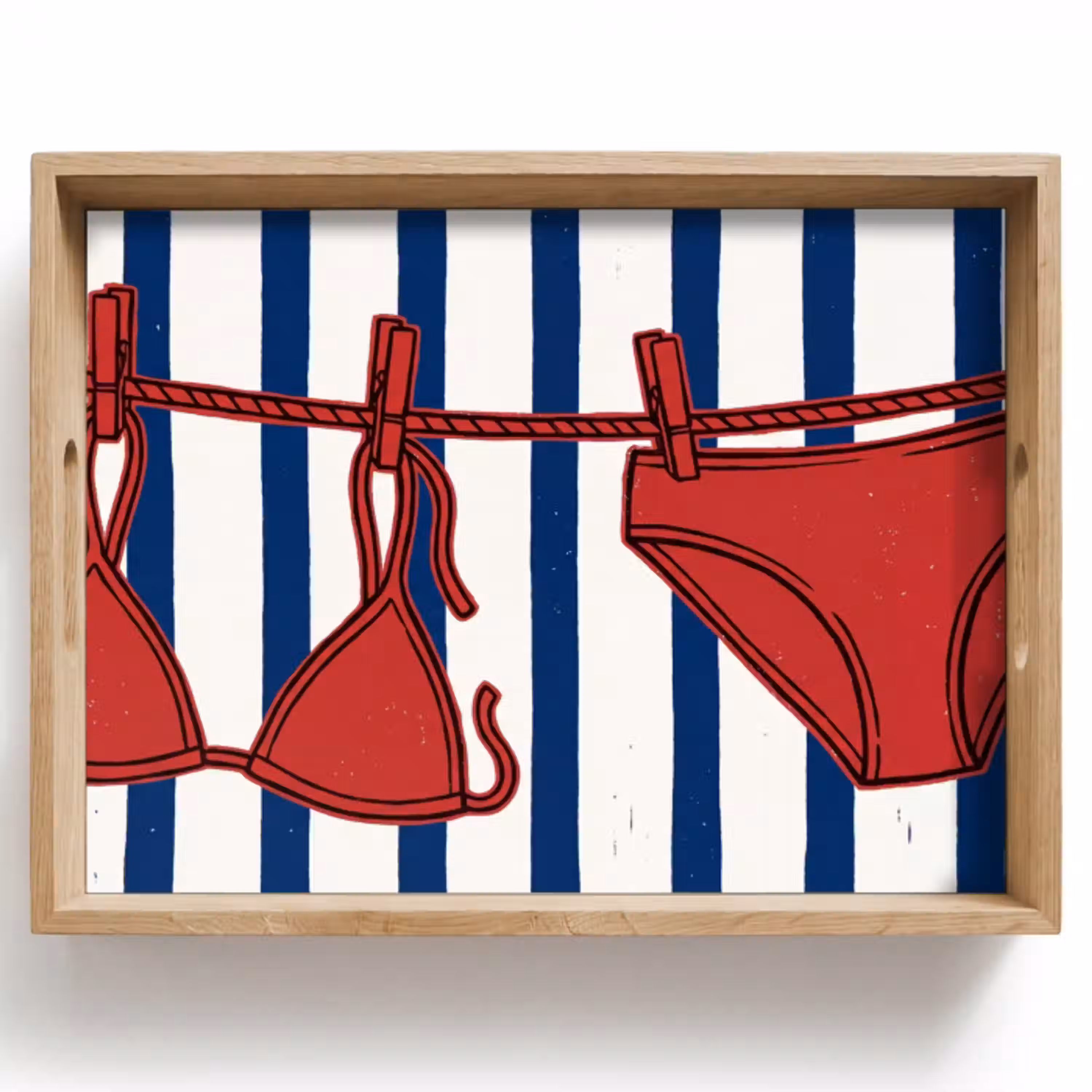 Badkleding - Waslijn - Zomer - Illustratie - Rood Dienblad Rechthoek middel -z3d_shopping