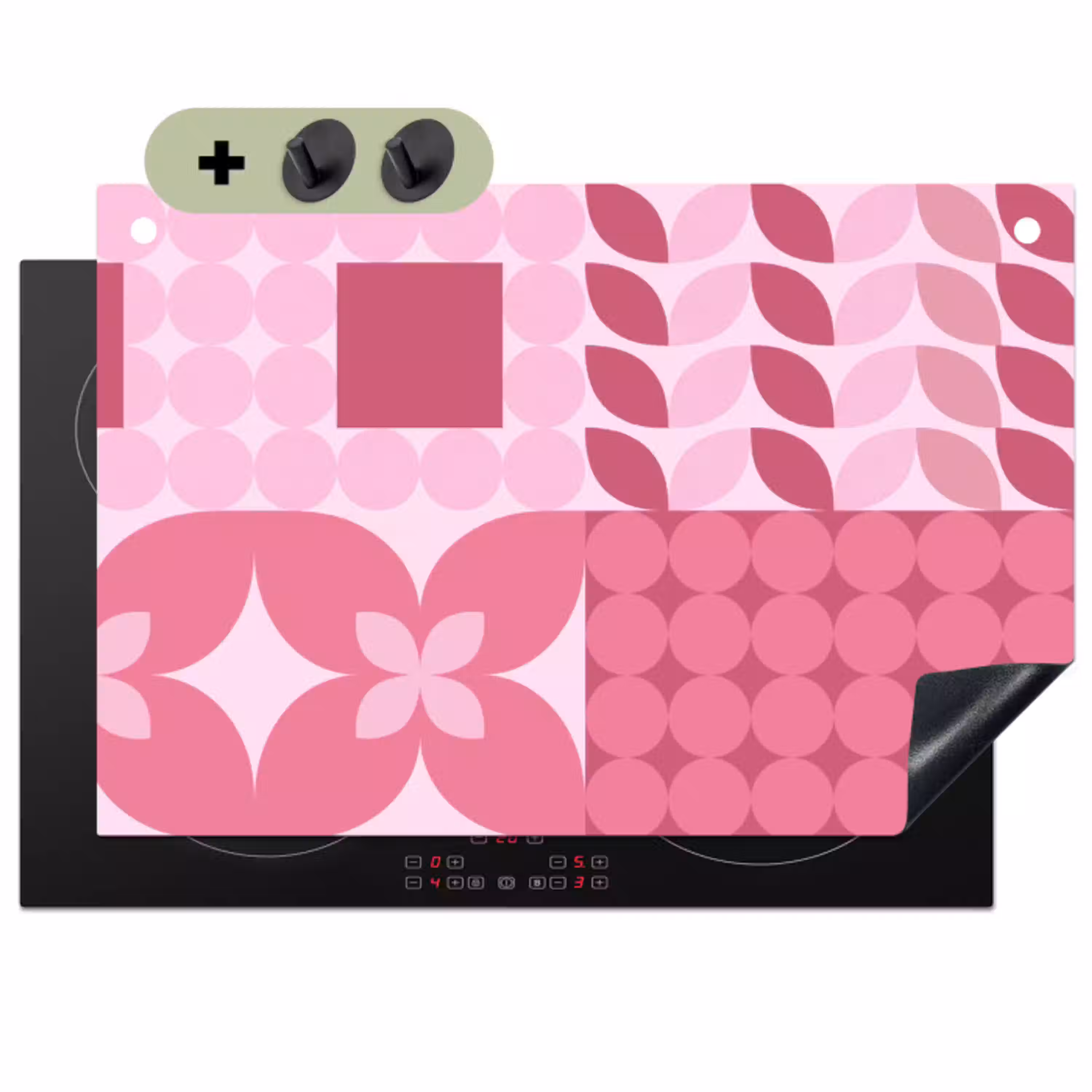 Abstract - Geometrisch - Patroon - Modern - Roze Inductie beschemer met haakjes klein -3d