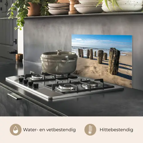 Zand - Strand - Paal - Water - Zomer keuken achterwand spatscherm klein -usp_NL