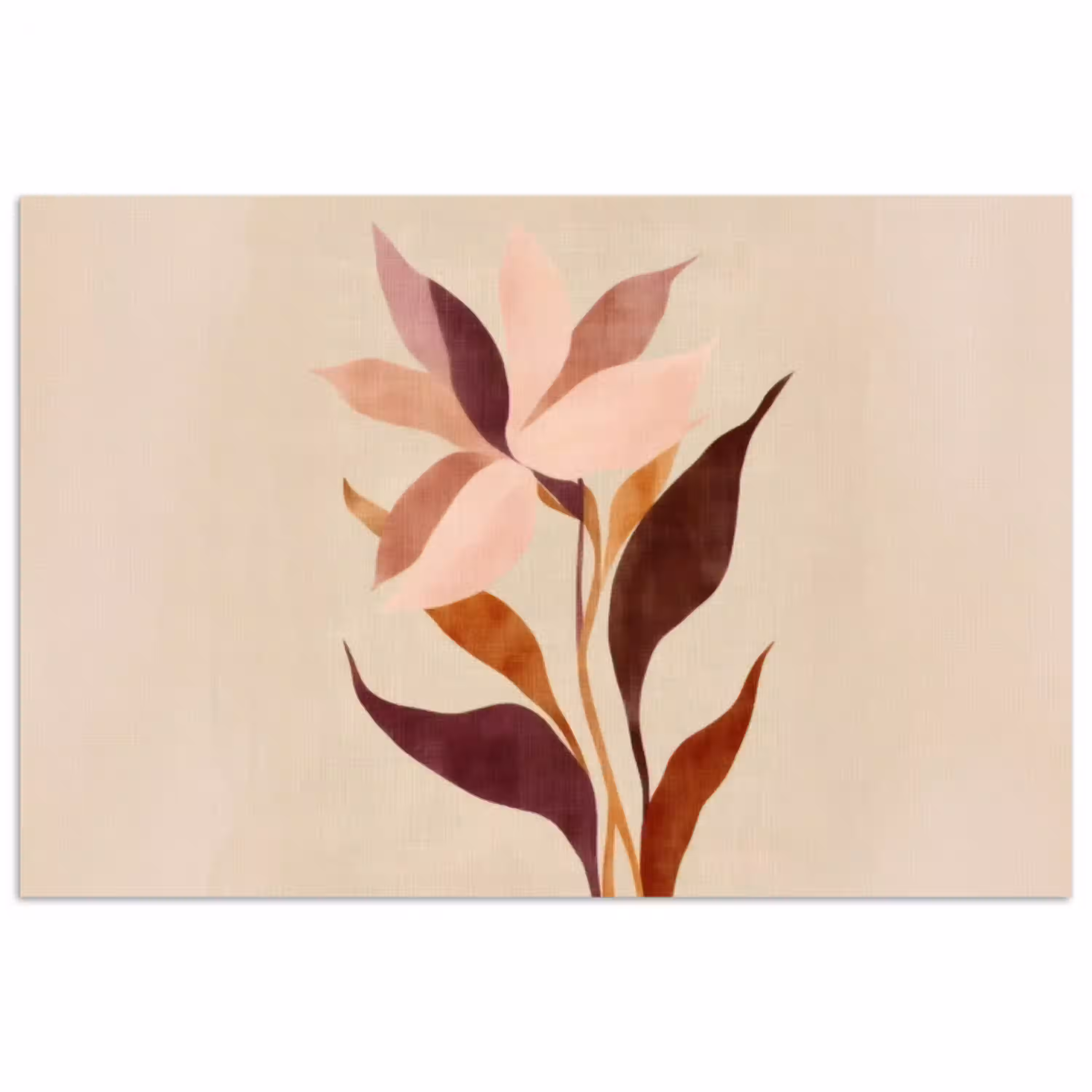 Bloemen - Blaadjes - Minimalistisch - Roze poster papier klein -3d