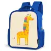 Giraffe - Regenboogmanen - Beige Kinderrugzak - Blauw middel -schuin