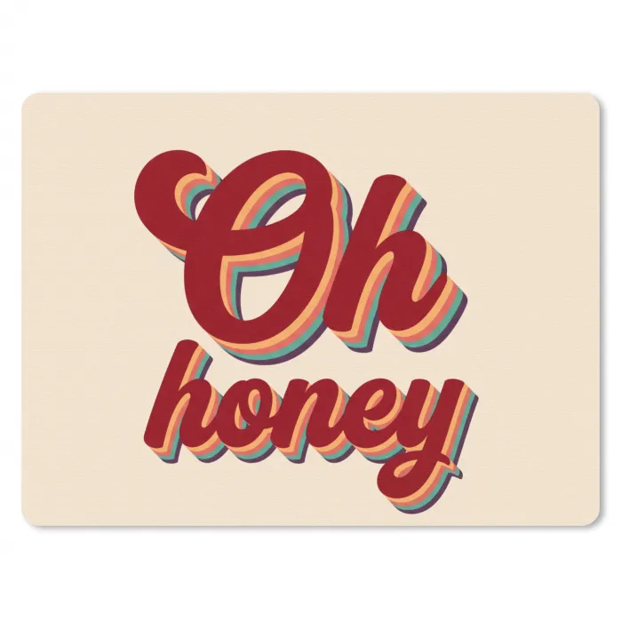 Oh honey - Rood - Schaduw muismat rubber klein -3d