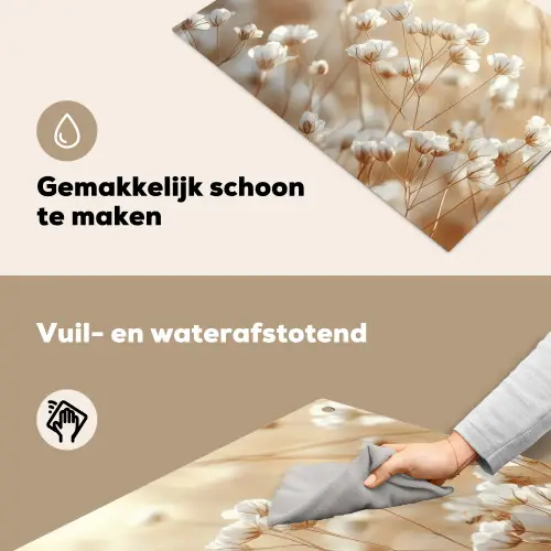 Wilde - Bloemen - Wit Inductie beschemer met haakjes klein -ky-schoon-nl