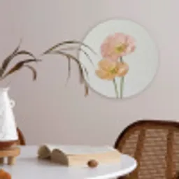 Papavers - Botanisch - Roze Akoestische PET Vilt - Rond klein -sfeer3