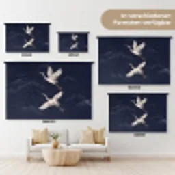 Kraanvogels - Nachthemel - Blauw Wandkleed katoen klein -tsfeer8_DE
