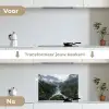 Waterval - Bomen - Bergen keuken achterwand spatscherm klein -voor_na_NL