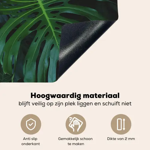Monstera - Bladeren - Tropisch - Jungle Inductie beschemer met haakjes klein -ky-onderkant-nl