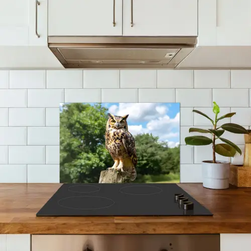 Uil - Boomstronk - Bos - Lucht keuken achterwand spatscherm klein -sfeer2