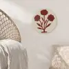 Bloemen - Bladeren - Rood - Minimalistisch Akoestische PET Vilt - Rond klein -sfeer4