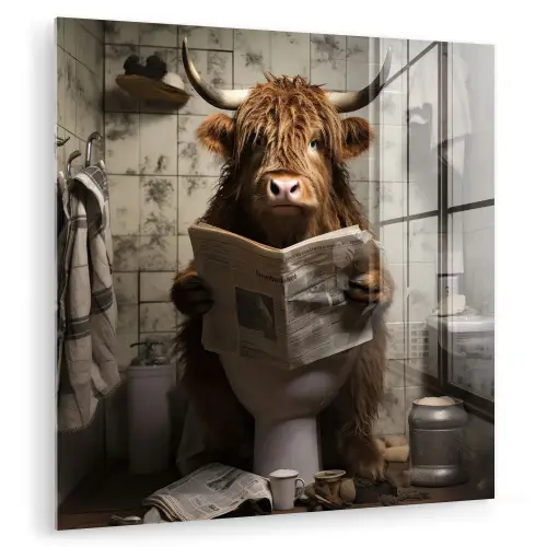 Schotse hooglander - Toilet - Krant - Badkamer plexiglas 5mm klein -zzzproduct_nieuw