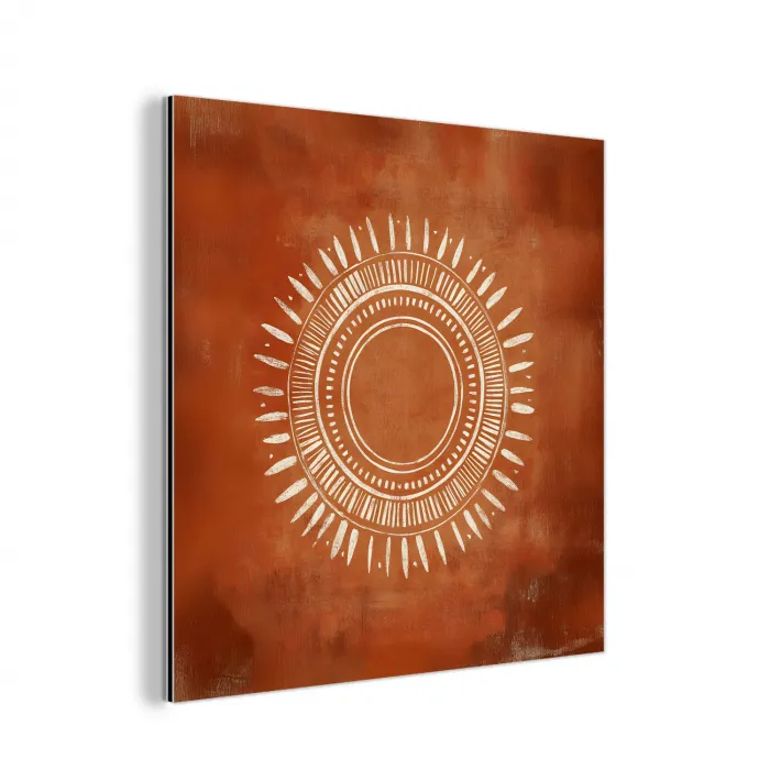 Abstract - Lijnen - Zonnestralen - Roodbruin aluminium wit klein -3d