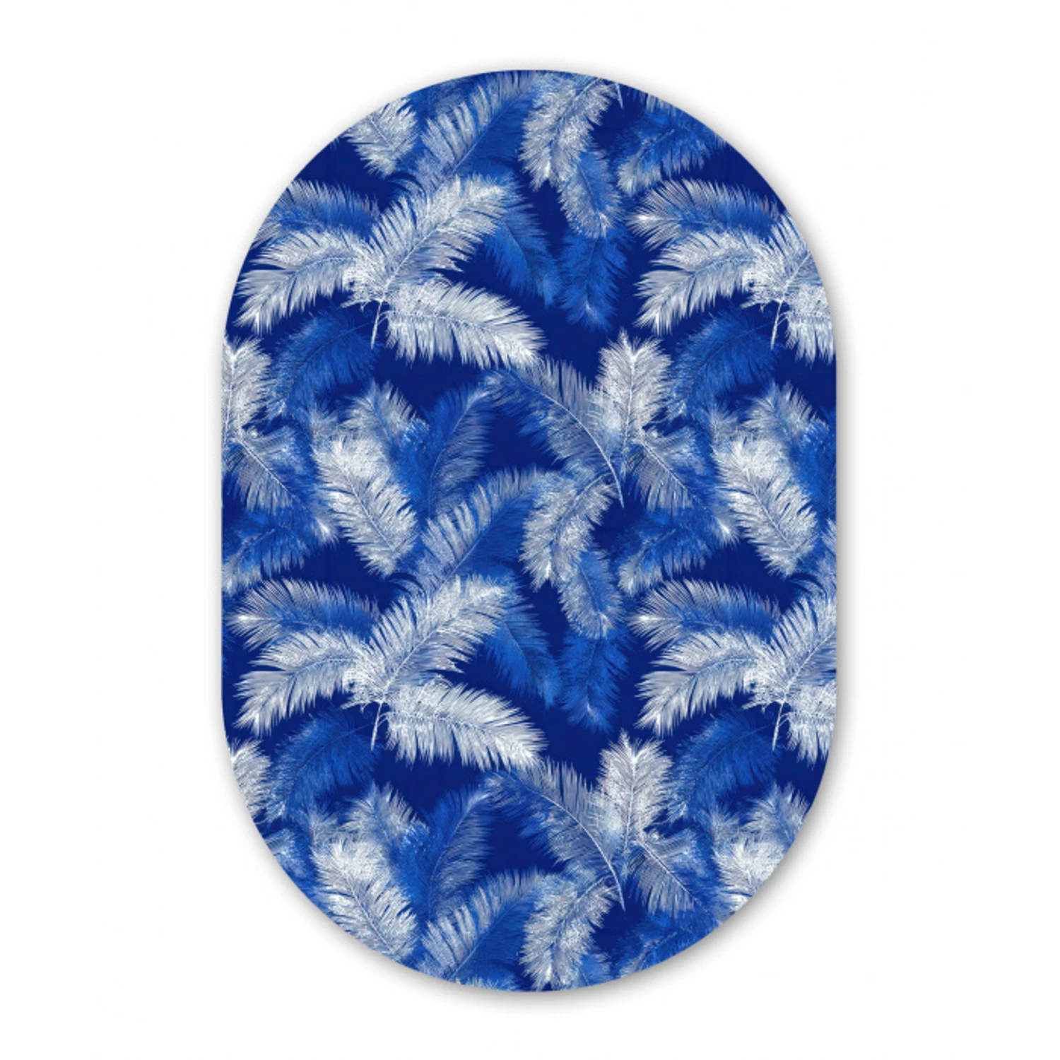 Palmblad - Patroon - Blauw Wandcirkel Ovaal Forex klein 630 -3d