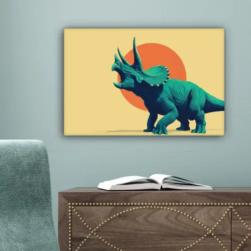 Triceratops - Cirkel - Oranje - Hoorns canvas 2cm klein -sfeer4