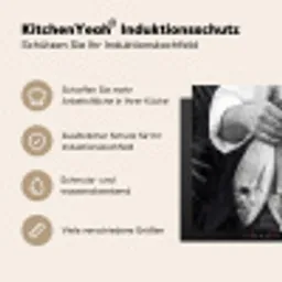 Vissen - Chef - Zwart - Wit Inductie beschermer vinyl 3mm middel -tsfeer2_DE