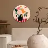 Vaas - Bloemen - Vlinder - Rood Wandcirkel kunststof plaat 5mm dik klein -sfeer1