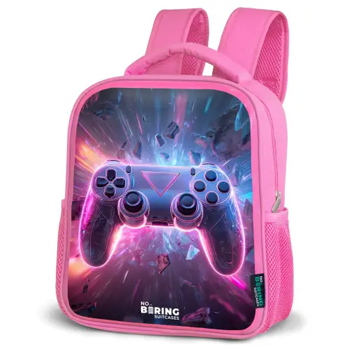 Game - Controller - Neon Kinderrugzak - Roze middel -schuin