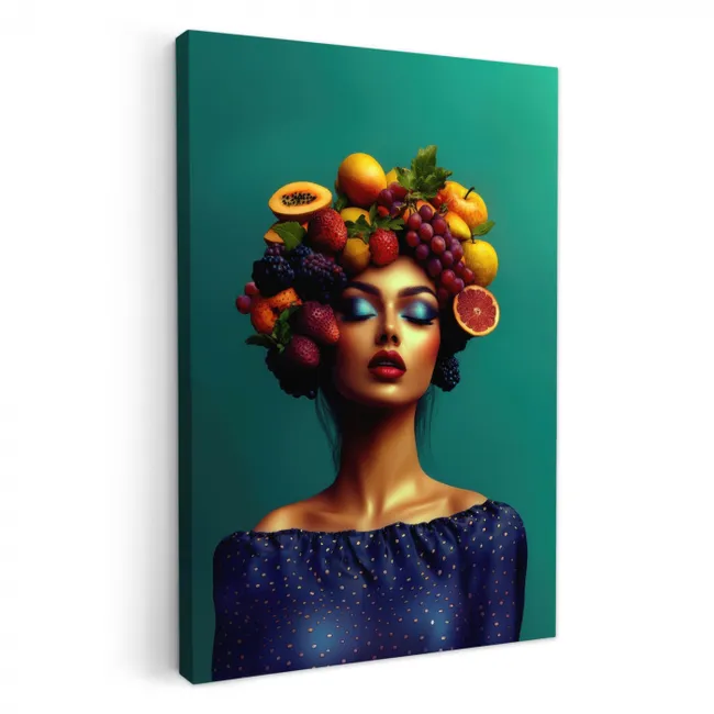 Vrouw - Hoodtooi - Tropisch - Fruit - Druiven KitchenYeah - Keuken - Canvas klein -3d