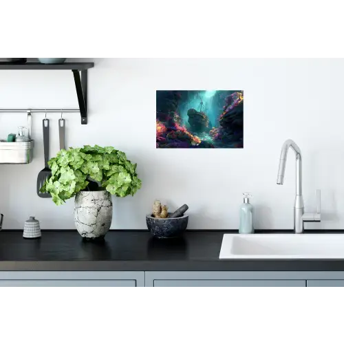 Schip - Hout - Koraalriffen - Zonlicht Muursticker klein -keuken