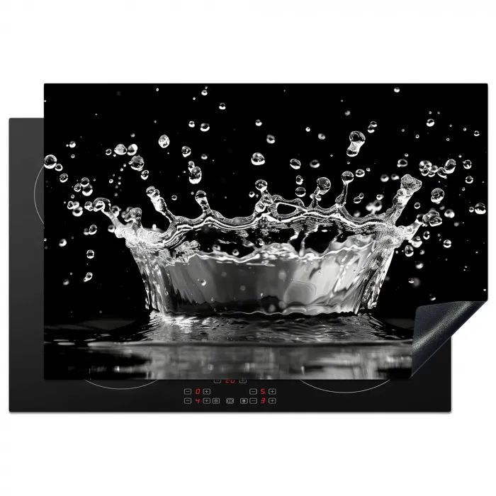 Water - Zwart - Abstract Inductie beschermer vinyl 3mm klein -3d