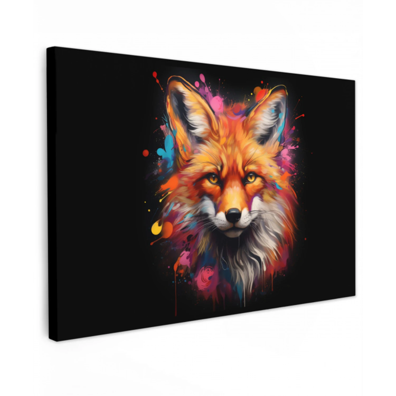 Graffiti - Vos - Zwart - Pop art canvas 2cm klein -z3d