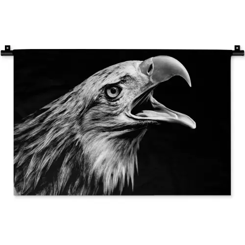Adelaar - Portret - Roofvogels - Zwart - Wit - Vogel Wandkleed katoen klein -zz3d