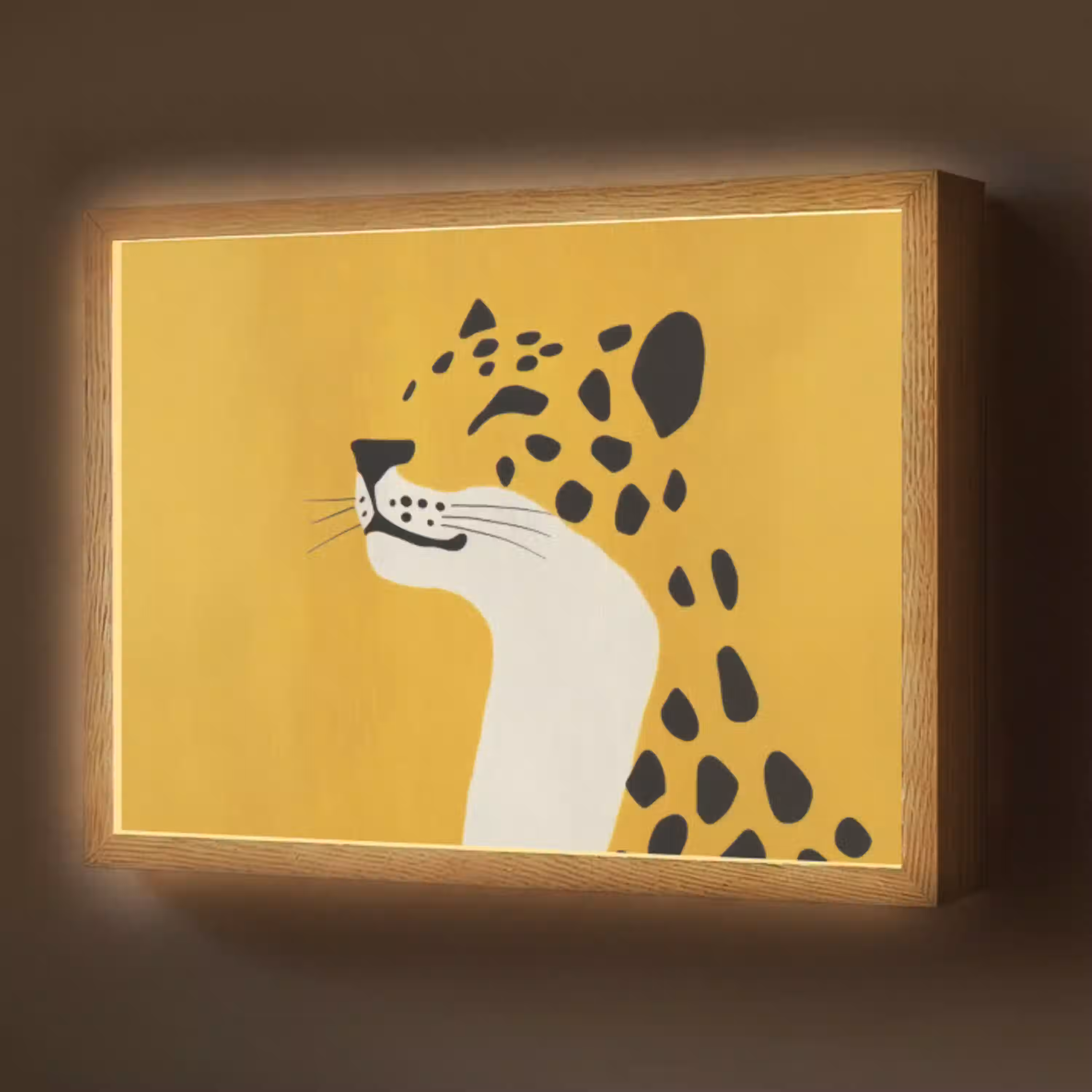 Cheetah - Illustratie - Geel Light Box met batterij (Wandlamp) middel -z3d_website