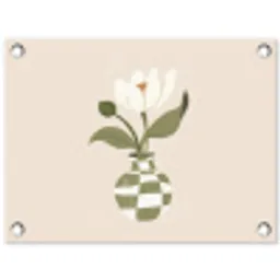 Vaas - Geruit - Bloem - Groen tuinposter los doek klein -3d