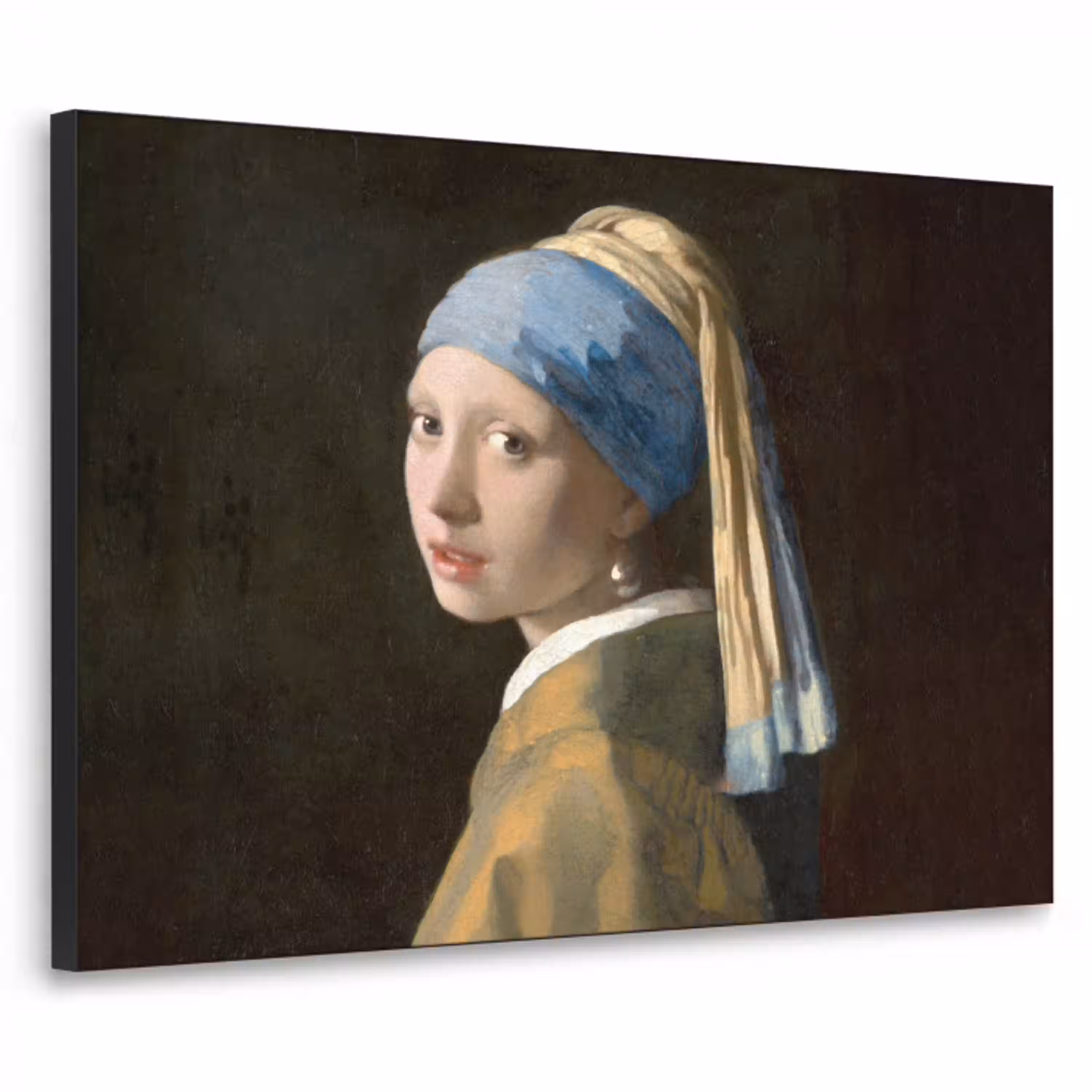 Meisje met de parel - Schilderij - Oude meesters - Vermeer Textielframe zwart klein -3d