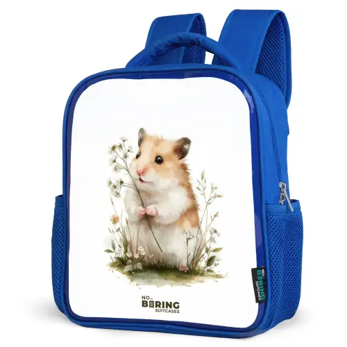 Dier - Natuur - Hamster Kinderrugzak - Blauw middel -schuin