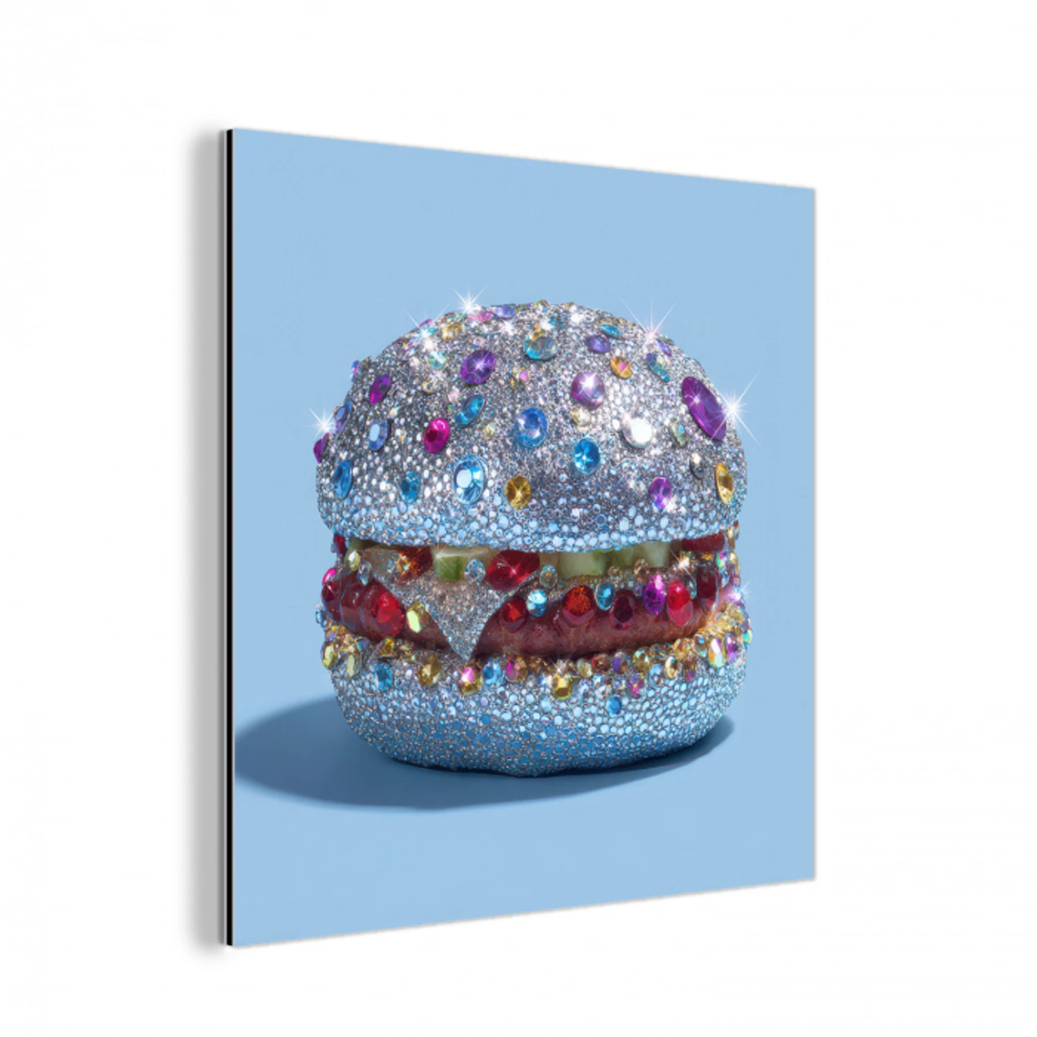 Glitters - Hamburger - Blauw aluminium wit klein -3d