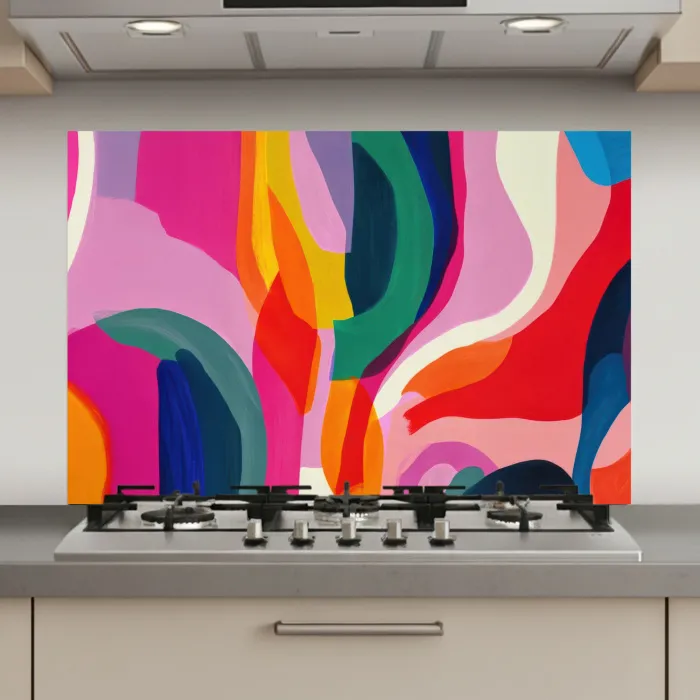 Vormen - Golvend - Abstract - Felroze keuken achterwand spatscherm klein -3d_website