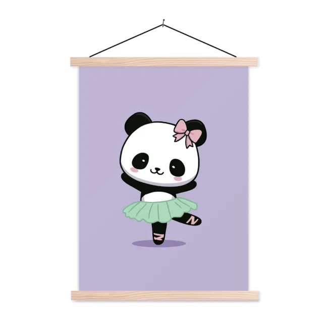 Hanging Poster - Panda - Purple - Ornate - Kawaii